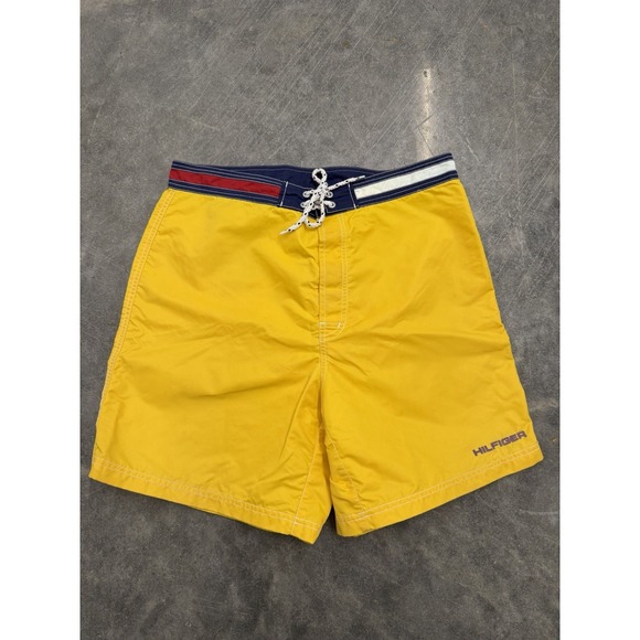 Tommy Hilfiger Other - Vintage Tommy Hilfiger Men's 7" Swim Trunk Shorts Yellow Nylon Sz L